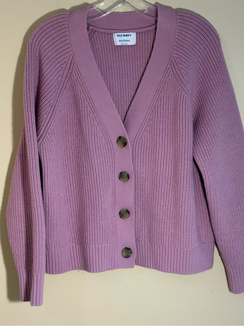 Old Navy Cotton Shaker Stitch V-Neck Cardigan Sweater Lavender Size-L